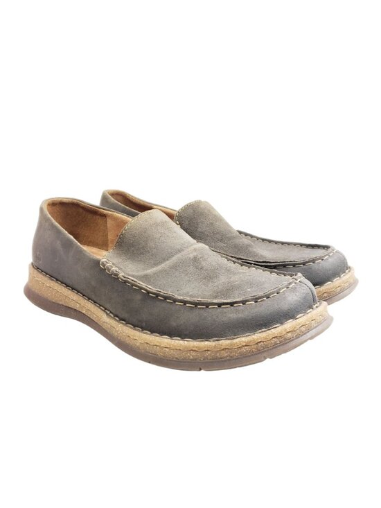 Born Mens Size 12 Wide Gray Leather Slip-On Loafers main image 7